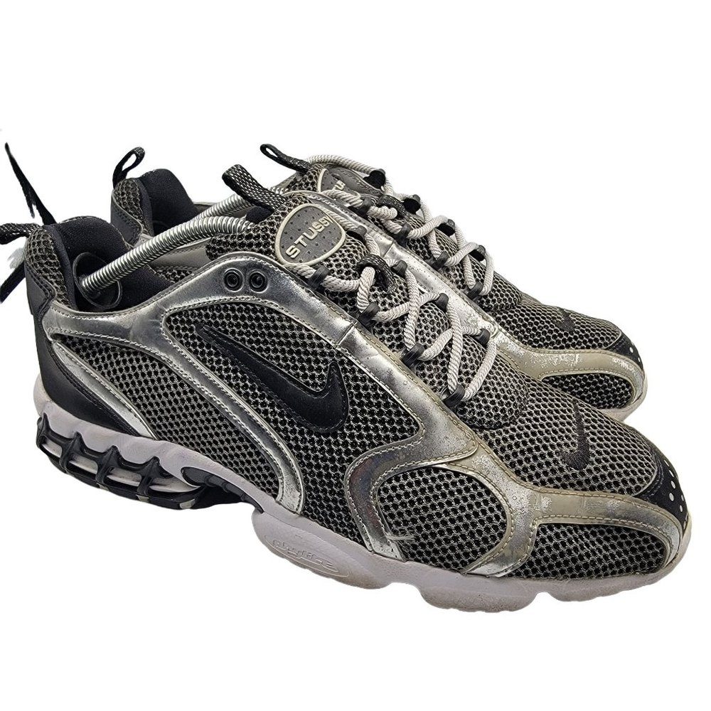 Nike Air Zoom Spiridon Cage x Stussy Pure Platinum Mens Size 12 Fashion Shoes